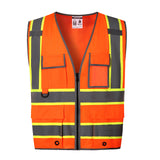 HivisPro Reflective Safety Vest | ANSI Class 2 Certified Hi-Vis Work & Play Vest with Pockets (V104)